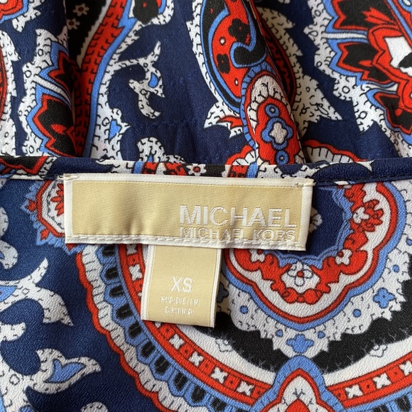 NWOT Women’s Red multicolor blouse by Michael Kors. Size XS. - Picture 9 of 10